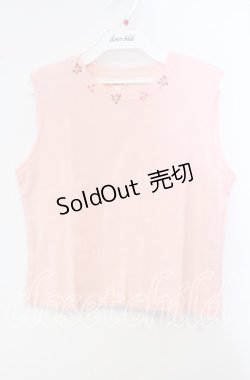 画像1: TOMATSU / オーガンジーフラワーニットノースリーブ 40 ピンク O-25-09-29-052-LO-TO-IG-ZT1028M