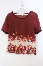 画像1: 【SALE】TOMATSU / 薔薇プリントカットソー 38 アカ系 O-25-09-29-058-LO-TO-IG-ZT191 (1)