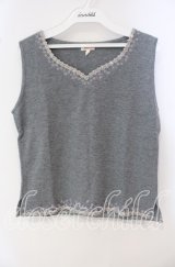 TOMATSU / スパンコールフラワーニットノースリーブ 38 ブルー O-25-09-29-059-LO-TO-IG-ZT029