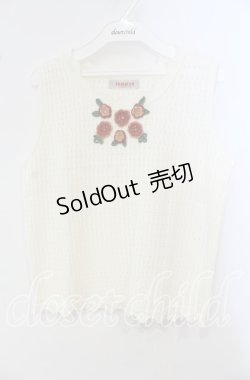画像1: TOMATSU / フラワーモチーフニットベスト  シロ O-25-09-29-060-LO-TO-IG-OS