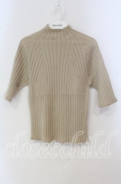 画像1: TOMATSU / テレコ半袖ニット 40 ベージュ O-25-09-29-063-LO-TO-IG-OS