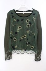 画像1: 【SALE】TOMATSU / ネットフラワーカットソー 38 グリーン O-25-09-29-064-LO-TO-IG-ZT103 (1)