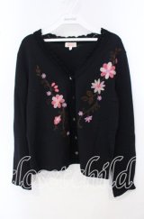 TOMATSU / フラワーカーディガン 38 ブラック O-25-09-29-067-LO-TO-IG-ZT105
