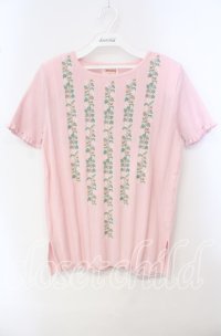 TOMATSU / フラワー柄ニット半袖  ピンク O-25-09-29-068-LO-TO-IG-OS