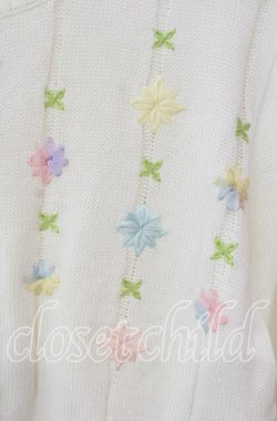 画像2: TOMATSU / パステル刺繍カーディガン  アイボリー O-25-09-29-069-LO-TO-IG-OS