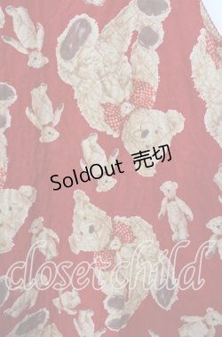 画像2: WONDERFUL WORLD / くまさん総柄後ろリボンジャンパースカート  アカ O-25-09-29-073-LO-OP-IG-OS