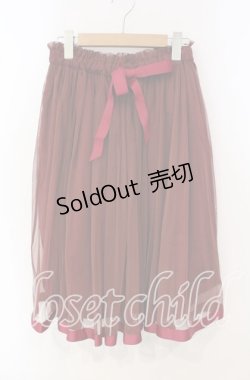 画像1: F&A / リボンチュールスカート F ワイン O-25-09-29-088-LO-SK-OW-OS