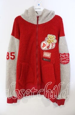 画像1: Karl Helmut / カールくん刺繍ボアパーカー  アカ×グレー O-25-09-29-011-EL-TO-IG-OS