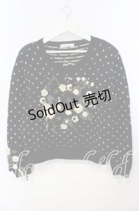 KANEKO ISAO / 薔薇モチーフニット  ブラック O-25-09-29-012-EL-TO-IG-ZT357