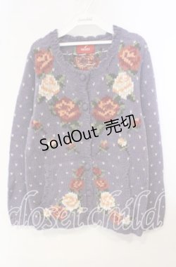 画像1: PINK HOUSE / 薔薇柄カーディガン  ラベンダー O-25-09-29-013-LO-TO-IG-OS