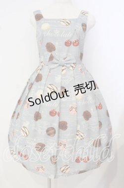 画像1: Emily Temple cute / TAFFYチョコレートノースリーブワンピース  ブルーグレー O-25-09-29-016-ET-OP-OW-OS