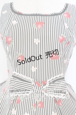 画像2: Emily Temple cute / ストライプ苺ノースリーブワンピース  クロ O-25-09-29-017-ET-OP-OW-OS