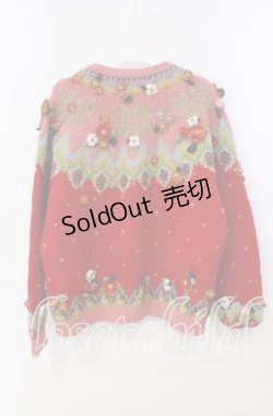 画像3: PINK HOUSE / フラワーモチーフカーディガン  アカ O-25-09-29-002-LO-TO-IG-OS