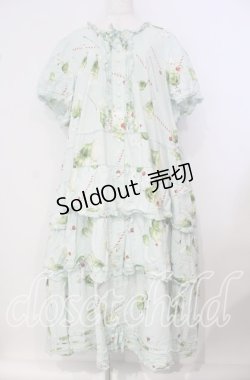 画像1: PINK HOUSE / クリームソーダプリントフリルワンピース【お直しあり】  ミント O-25-09-29-026-LO-OP-IG-OS