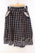 axes femme / 薔薇レース使いチェックミディスカート M ネイビー O-25-09-30-032-AX-SK-OW-OS