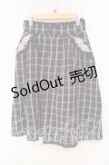【SALE】axes femme / 薔薇レース使いチェックミディスカート M ネイビー O-25-09-30-032-AX-SK-OW-ZT015