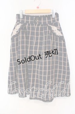 画像1: 【SALE】axes femme / 薔薇レース使いチェックミディスカート M ネイビー O-25-09-30-032-AX-SK-OW-ZT015