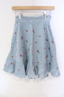 画像1: LIZ LISA / さくらんぼ刺繍スカート  ブルー O-25-09-30-034-LO-SK-OW-OS