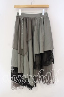 画像1: axes femme / 異素材イレヘムロングスカート  カーキ O-25-09-30-045-AX-SK-IG-OS