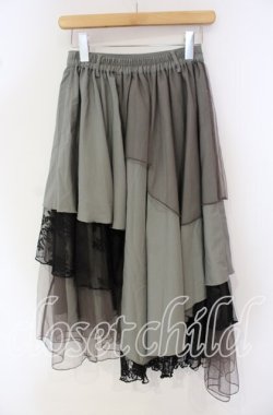 画像2: axes femme / 異素材イレヘムロングスカート  カーキ O-25-09-30-045-AX-SK-IG-OS