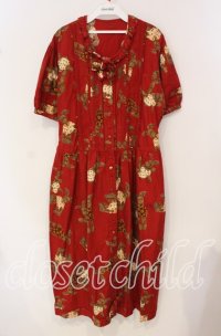 PINK HOUSE / うさぎぬいぐるみ柄半袖ワンピース【お直しあり】  アカ O-25-09-30-004-LO-OP-IG-OS