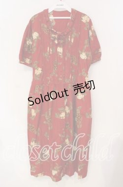 画像1: PINK HOUSE / うさぎぬいぐるみ柄半袖ワンピース【お直しあり】  アカ O-25-09-30-004-LO-OP-IG-OS