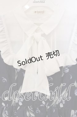 画像2: axes femme / チューリップ柄リボンタイワンピース  ネイビー O-25-09-30-054-AX-OP-IG-OS