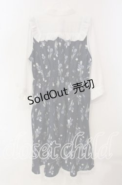 画像3: axes femme / チューリップ柄リボンタイワンピース  ネイビー O-25-09-30-054-AX-OP-IG-OS