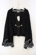 axes femme / 起毛レース姫袖風ボレロ  クロ O-25-09-30-055-AX-TO-IG-OS