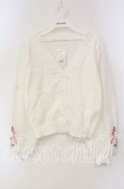 画像1: axes femme / サクラ刺繍チュール袖カーディガン  オフ O-25-09-30-058-AX-TO-IG-OS