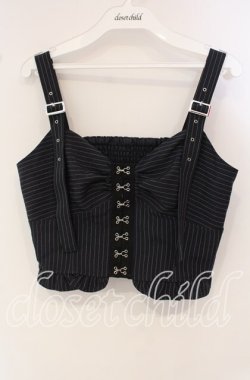 画像1: axes femme / コルセット風デザインビスチェ  ネイビー O-25-09-30-063-AX-TO-IG-OS