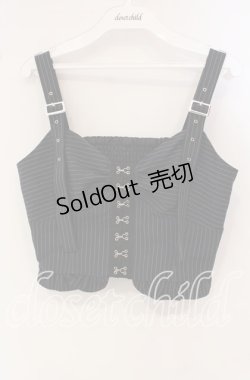 画像1: axes femme / コルセット風デザインビスチェ  ネイビー O-25-09-30-063-AX-TO-IG-OS