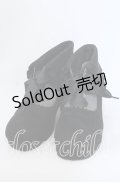 axes femme / 襟風折り返しブーティー M クロ O-25-09-30-1062-AX-SH-IG-OS