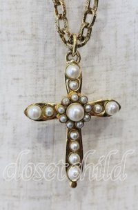 INGEBORG / パール十字架ネックレス  ゴールド O-25-09-30-1082-LO-AC-OW-ZT323