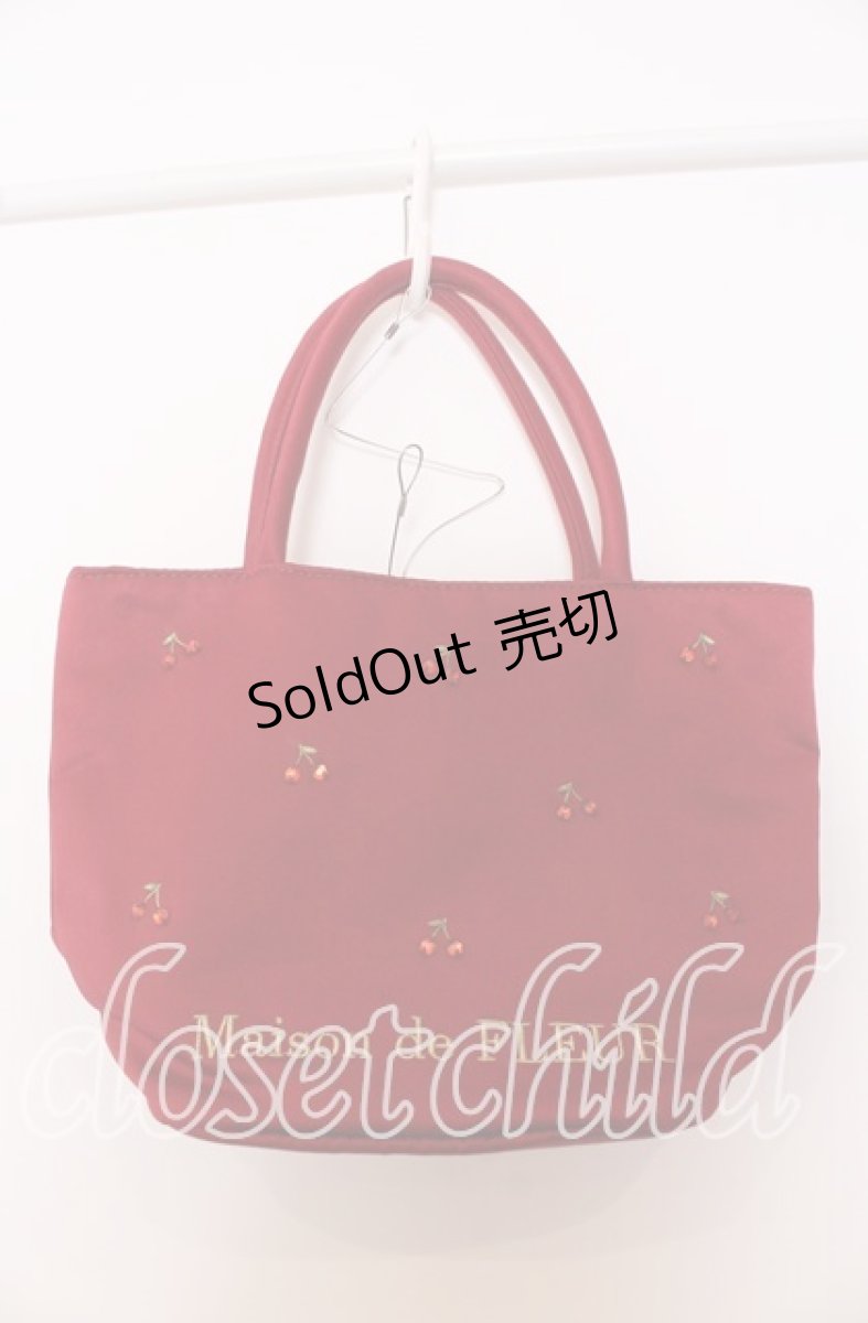 画像1: 【SALE】Maison de FLEUR / チェリートートバッグ  アカ O-25-09-30-1013-LO-BG-OW-ZTK012 (1)