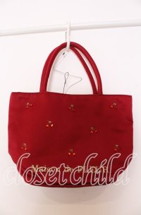 Maison de FLEUR / チェリートートバッグ  アカ O-25-09-30-1013-LO-BG-OW-ZT-K012