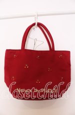 画像1: 【SALE】Maison de FLEUR / チェリートートバッグ  アカ O-25-09-30-1013-LO-BG-OW-ZTK012 (1)