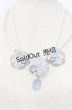 画像1: hanakabeads / アリスブルーローズのティーパーティーネックレス  アリスブルー O-25-09-30-1016-LO-AC-OW-OS