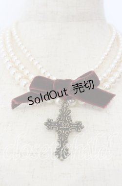 画像1: Innocent World / ウエストミンスター3連パールネックレス  アイボリー×ボルドー×アンティークゴールド O-25-09-30-1020-IW-AC-OW-ZT1003X