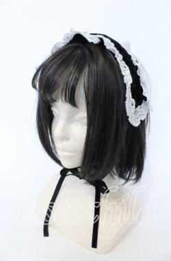 画像1: Eri Aino's Collection / ベロアリボンヘッドドレス  クロ×シロ O-25-09-30-1022-LO-AC-OW-OS