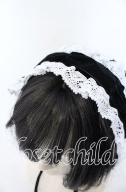画像2: Eri Aino's Collection / ベロアリボンヘッドドレス  クロ×シロ O-25-09-30-1022-LO-AC-OW-OS