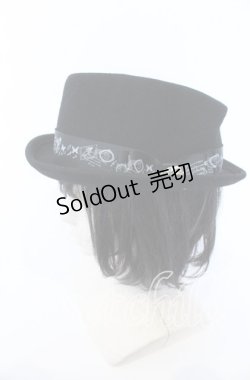 画像1: axes femme / プリントリボンポークパイハット  クロ O-25-09-30-1026-AX-AC-IG-OS