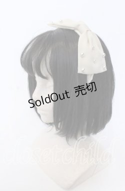 画像1: m petit by misako / パール付きリボンカチューシャ  アイボリー O-25-09-30-1030-LO-AC-OW-OS