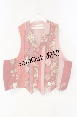 画像1: PINK HOUSE / ブーケ柄パッチワークベスト【お直しあり】  アカ O-25-09-30-068-LO-TO-IG-OS