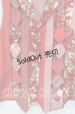画像2: PINK HOUSE / ブーケ柄パッチワークベスト【お直しあり】  アカ O-25-09-30-068-LO-TO-IG-OS