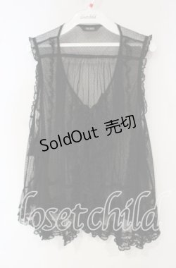 画像1: PINK HOUSE / ドットチュールフリルベスト【お直しあり】  クロ O-25-09-30-070-LO-TO-IG-OS