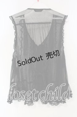 画像3: PINK HOUSE / ドットチュールフリルベスト【お直しあり】  クロ O-25-09-30-070-LO-TO-IG-OS