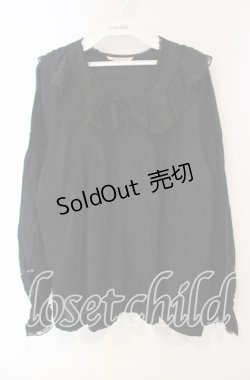 画像1: WONDERFUL WORLD / 段々レースカラーブラウス  クロ O-25-09-30-072-LO-BL-IG-OS
