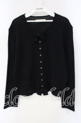 KANEKO ISAO / リボン付きポケットカーディガン  クロ O-25-09-30-076-EL-TO-IG-ZT326