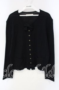 KANEKO ISAO / リボン付きポケットカーディガン  クロ O-25-09-30-076-EL-TO-IG-ZT326